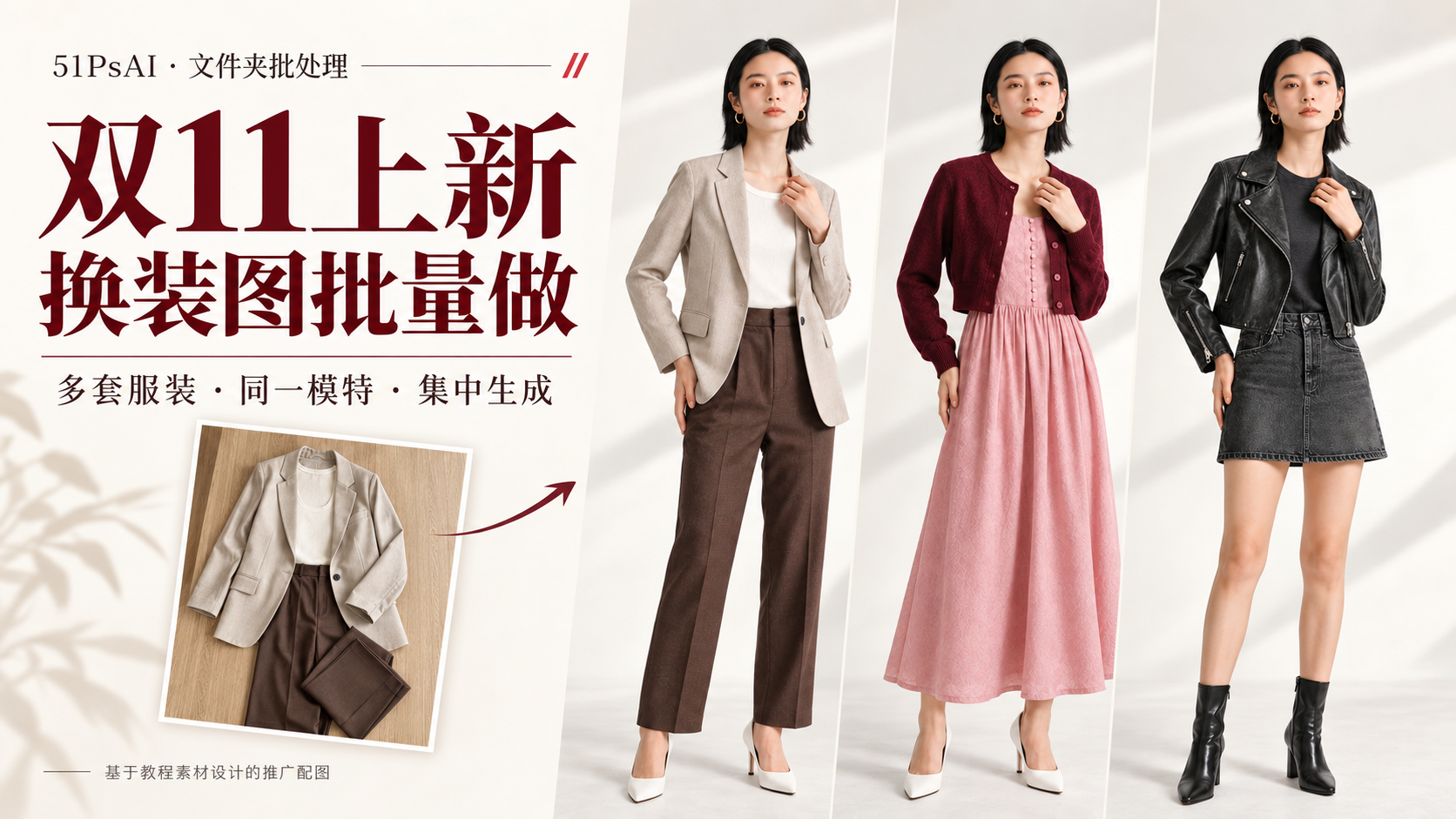 双11上新季，用51PsAI批量制作服装模特展示图