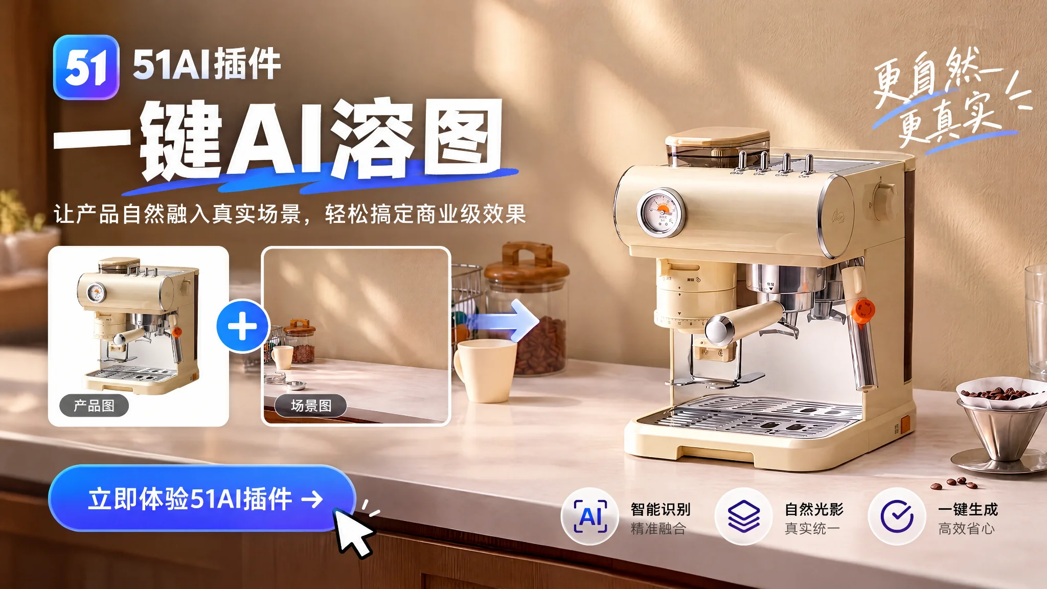 51AI插件 AI溶图教程：产品一键融入场景，光影投影全匹配（51PsAI）