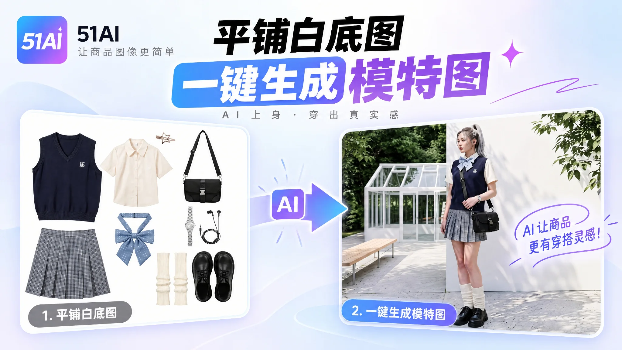 51AI平铺图转模特图教程：服装平铺图一键变真人模特图（51PsAI）