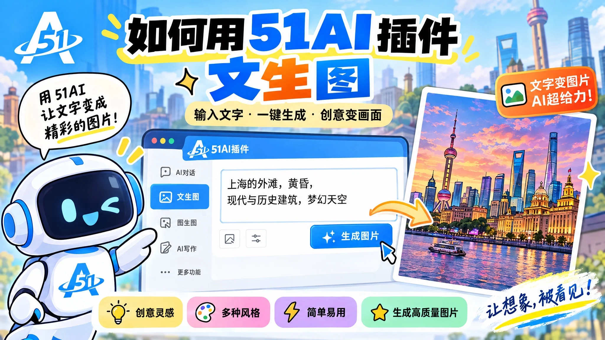 PS 教程｜51AI 插件文生图：输入提示词一键生成图片